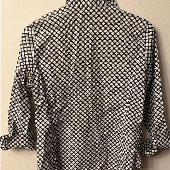 Talbots Black and White Notched Collar 3/4 Sleeve Blouse 327 - Picture 8 of 9